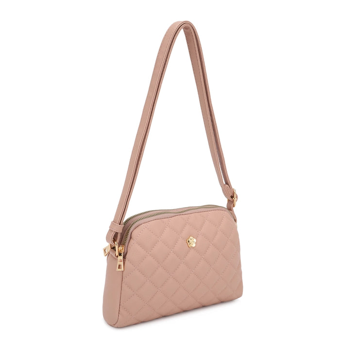 Quilted Flower Crossbody Bag