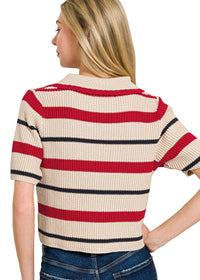 Striped Crop Sweater Top
