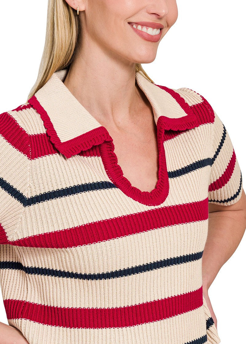 Striped Crop Sweater Top