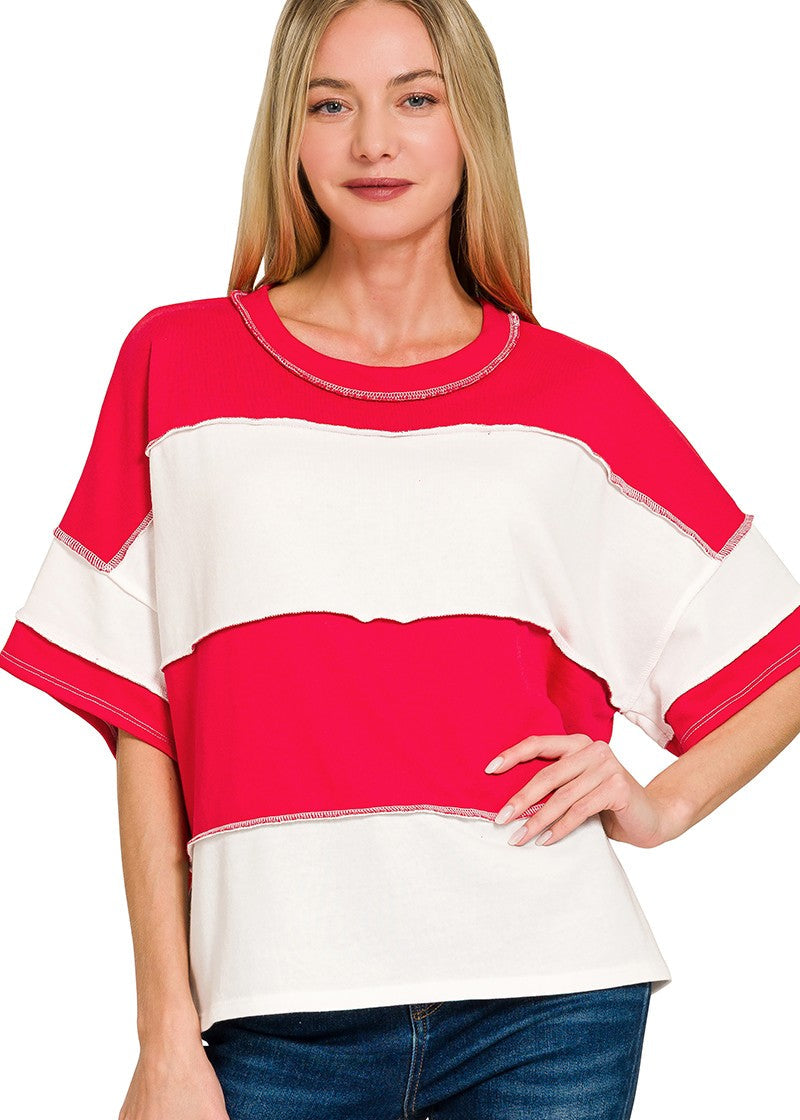 French Terry Color Block Top