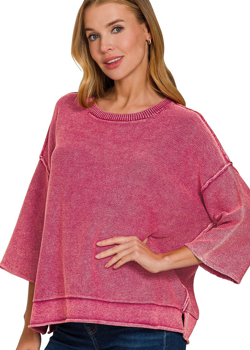 Washed Sweater Top