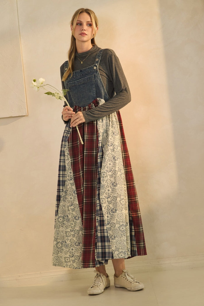 Denim Patchwork Overall Dress