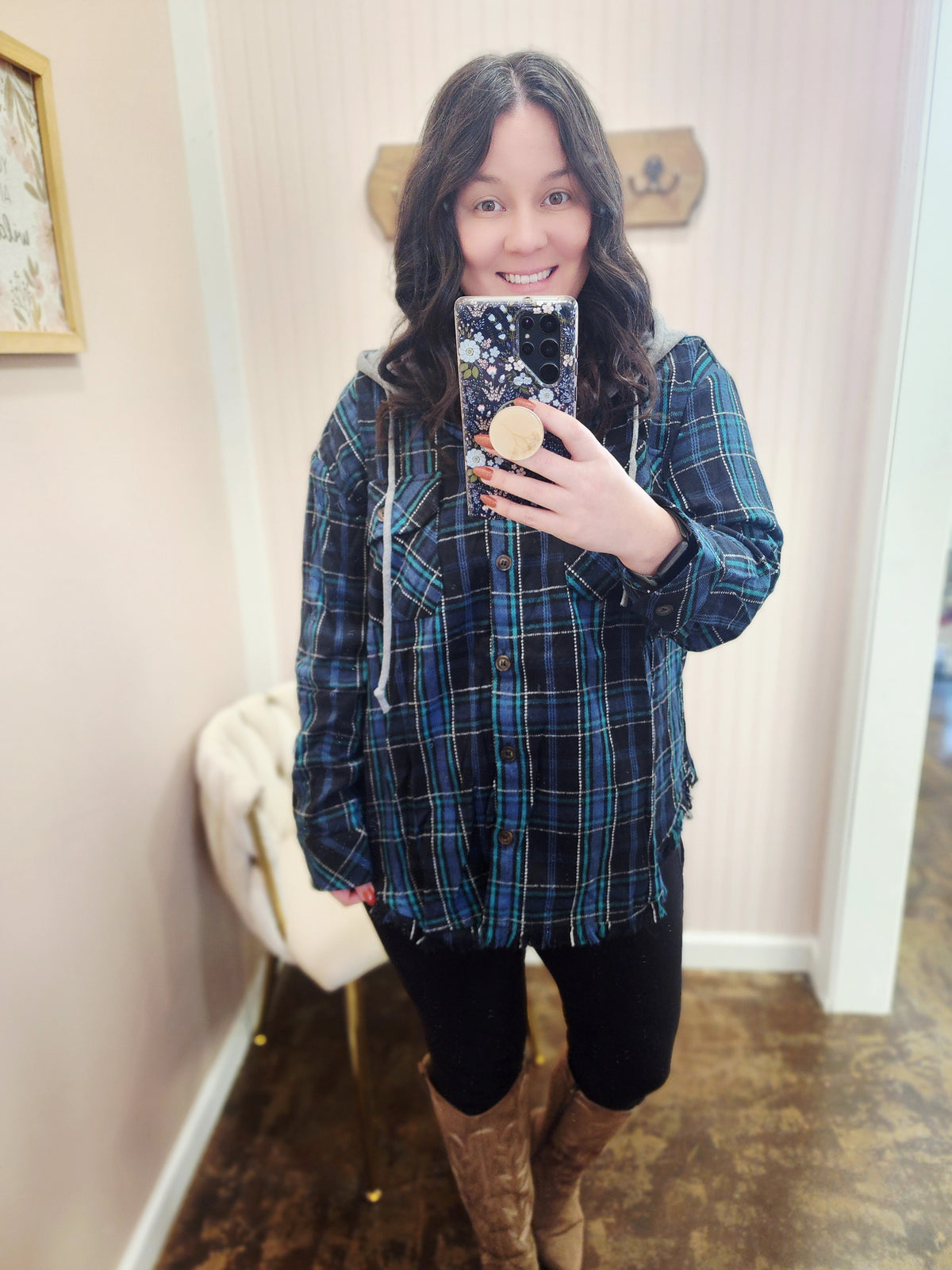 Plaid Hooded Shacket