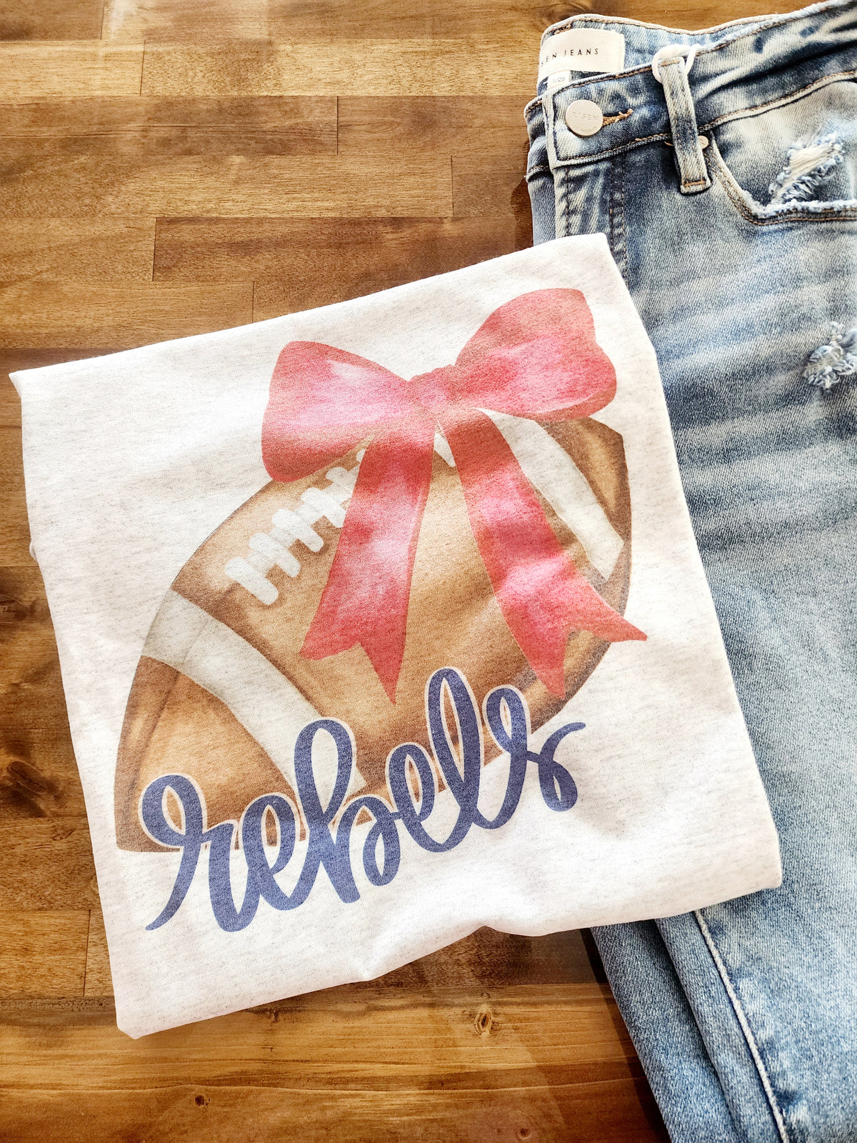 Rebels Bow Football Tee