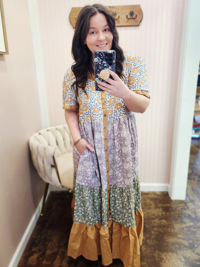 BOHO Mixed Print Maxi Dress