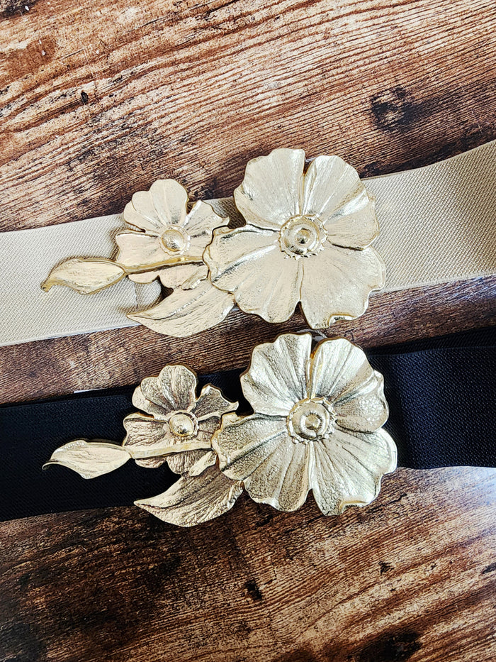 Metal Flower Elastic Belt
