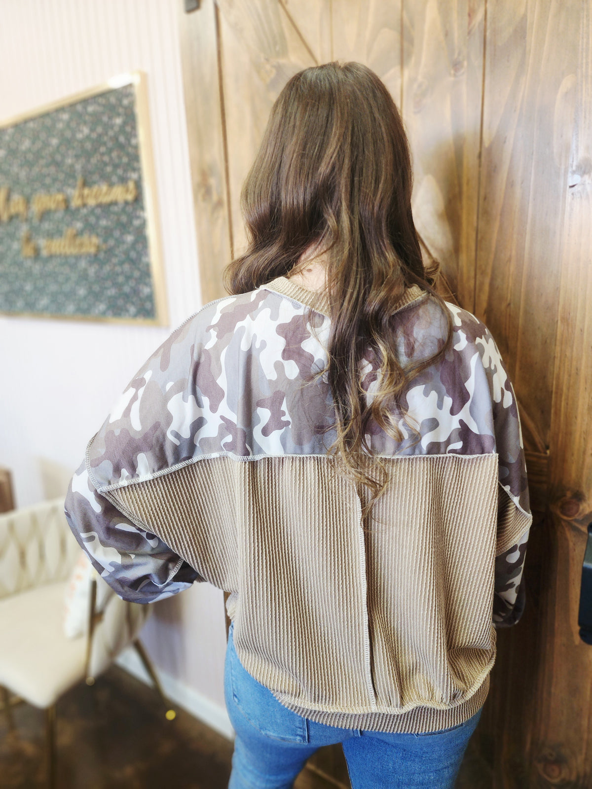 Camo Print Pullover Top