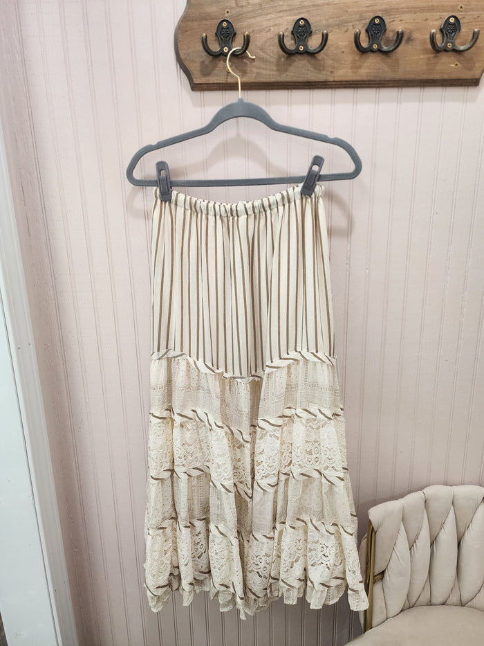 Mixed Print Vintage Chic Skirt