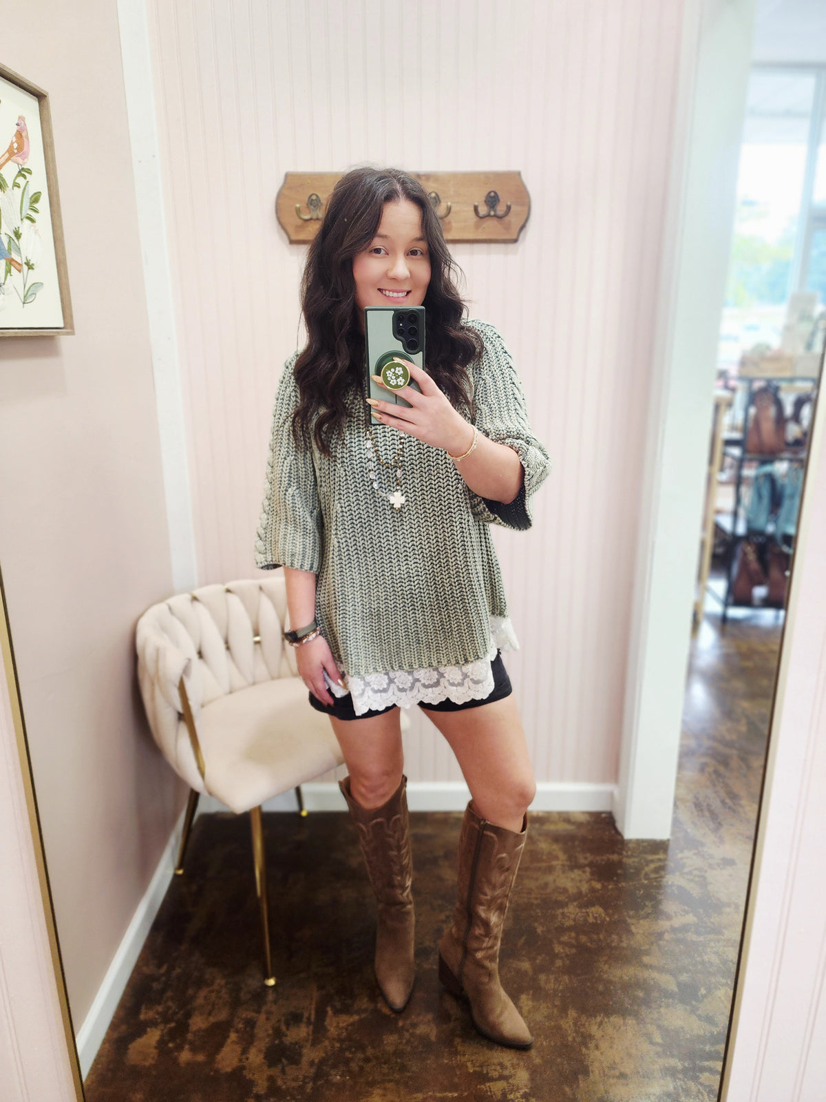 Chunky Lace Trim Sweater