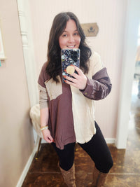 Color Block Linen Top