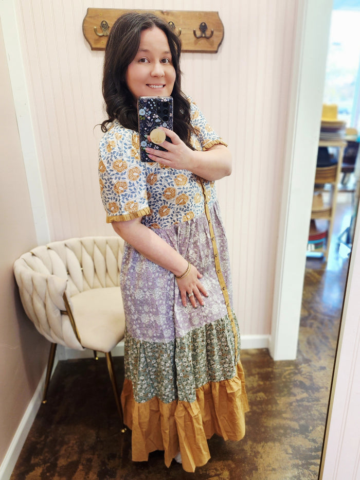 BOHO Mixed Print Maxi Dress