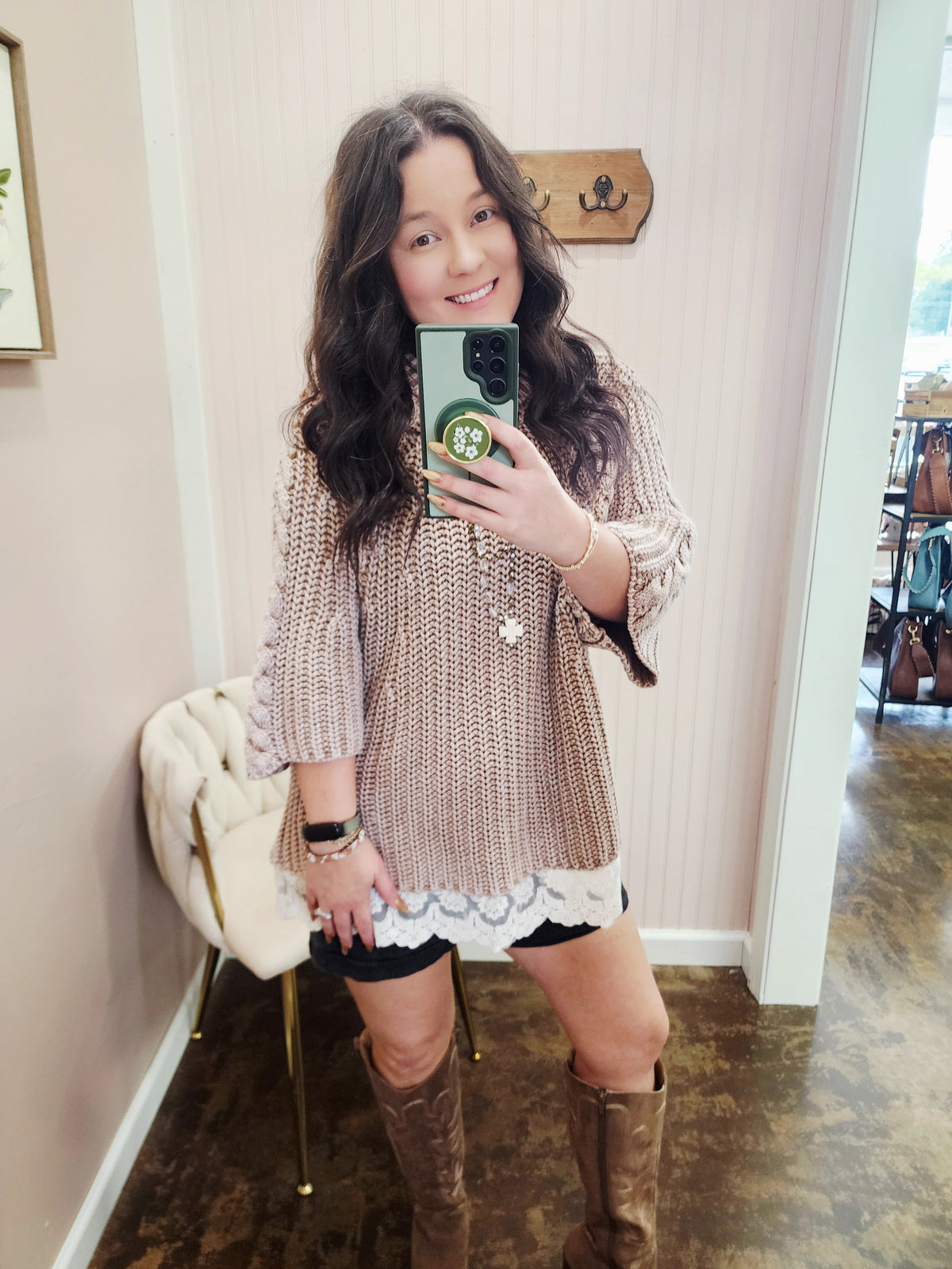 Chunky Lace Trim Sweater