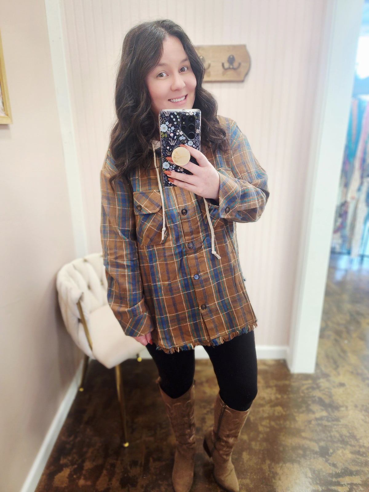 Plaid Hooded Shacket