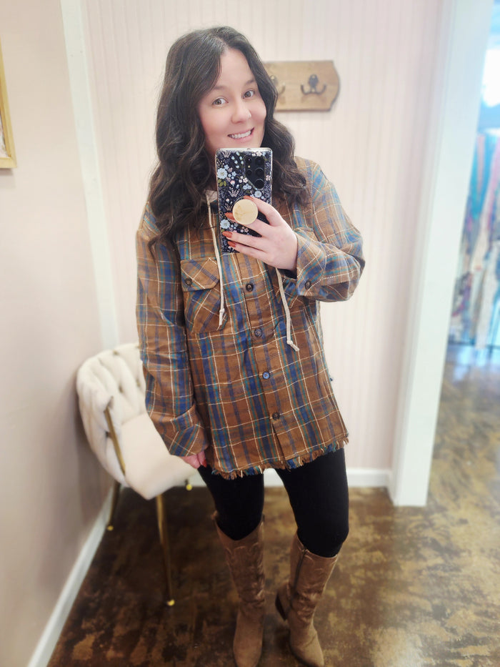 Plaid Hooded Shacket