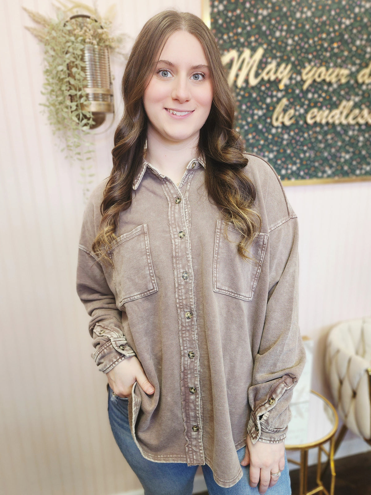 Button Down Terry Shacket