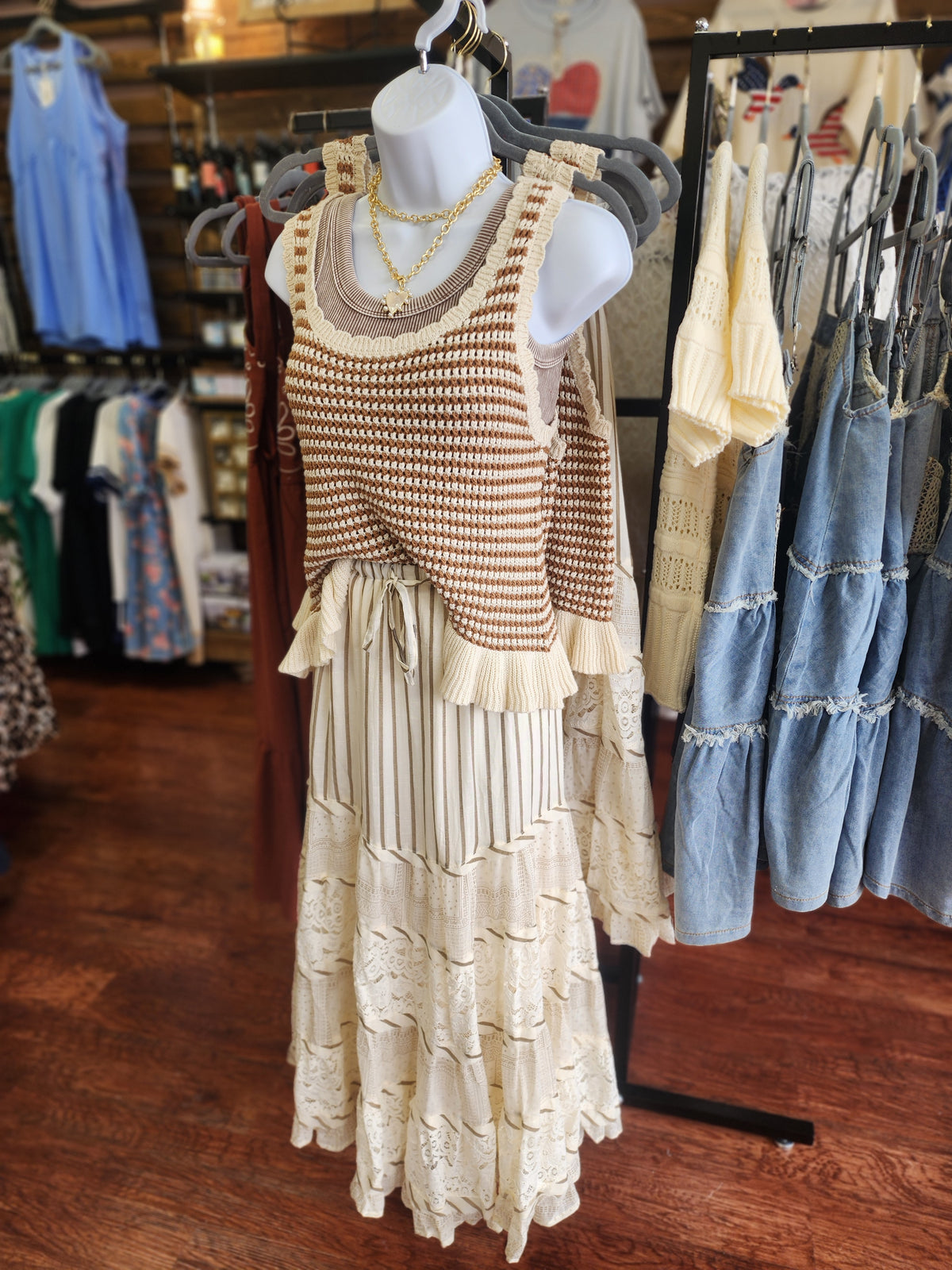 Mixed Print Vintage Chic Skirt