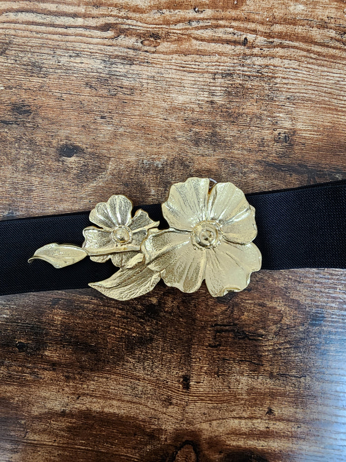 Metal Flower Elastic Belt