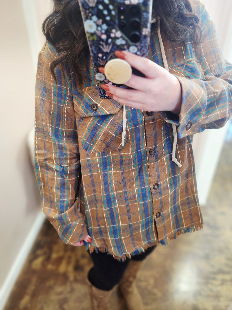 Plaid Hooded Shacket