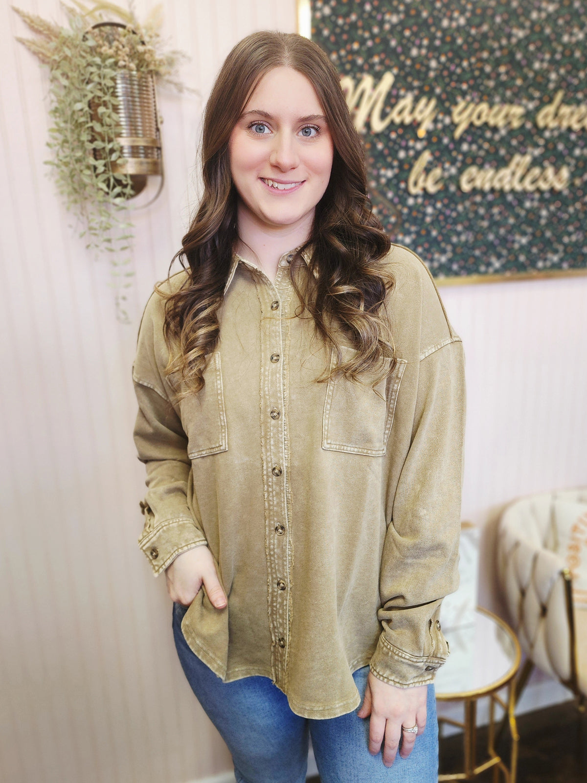 Button Down Terry Shacket