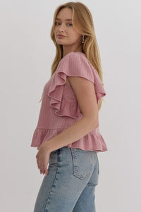 Ruffled Crop Sweater Top