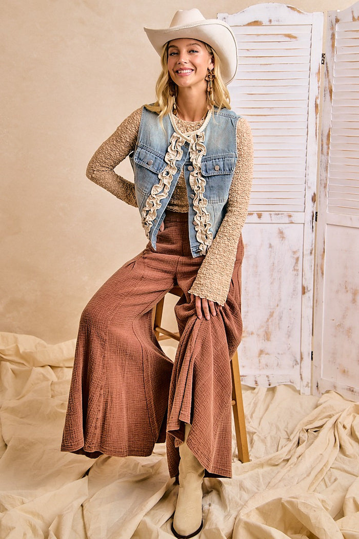 Denim Ruffle Vest