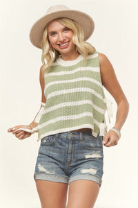 Stripe Crochet Bow Top