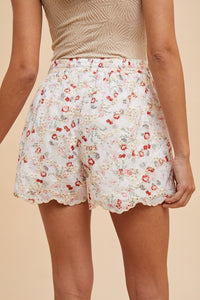 Floral Embordered Shorts