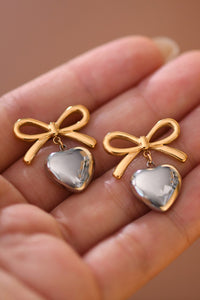Tarnish Free Bow & Hearts Earrings