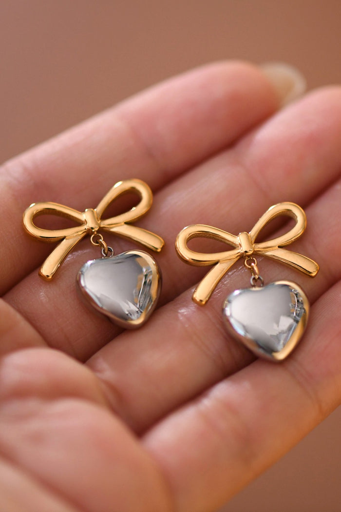 Tarnish Free Bow & Hearts Earrings