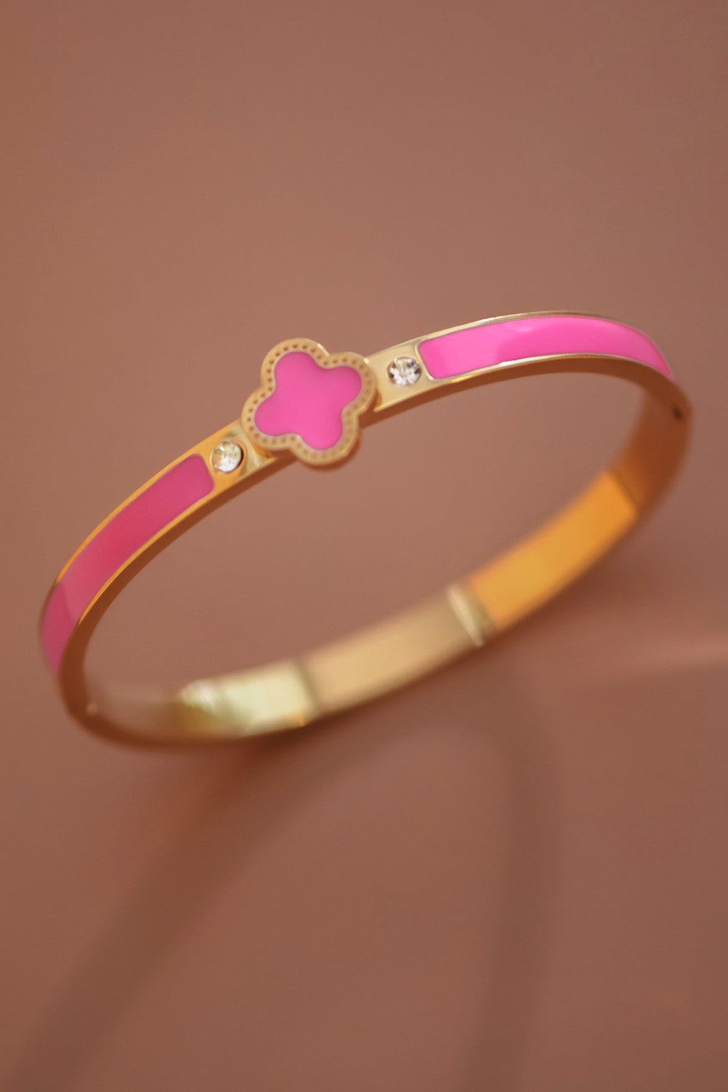 Tarnish Free Pink Clover Bracelet