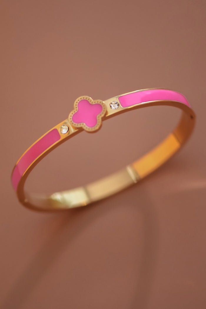 Tarnish Free Pink Clover Bracelet