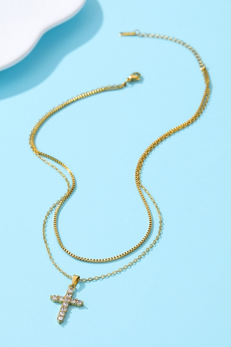 Tarnish Free Layered Cross Necklace