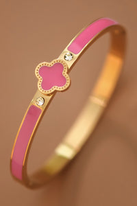 Tarnish Free Pink Clover Bracelet