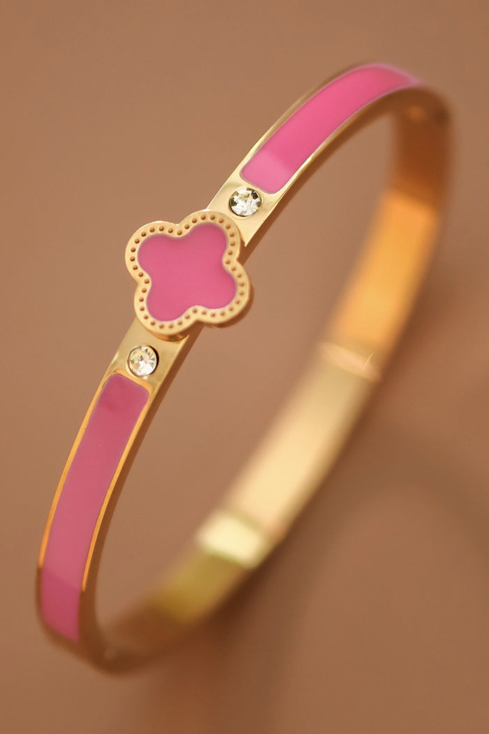 Tarnish Free Pink Clover Bracelet