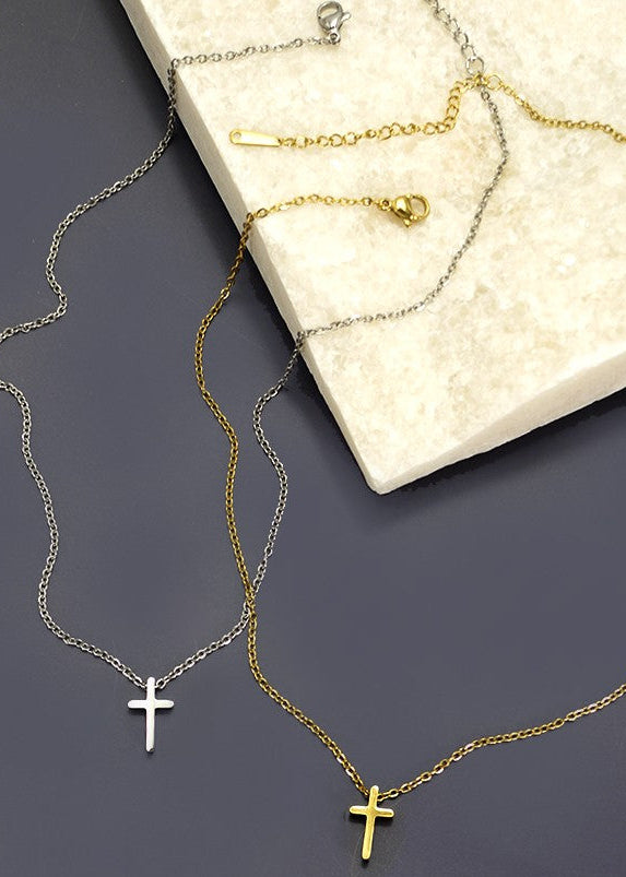 Tarnish Free Simple Cross Necklace