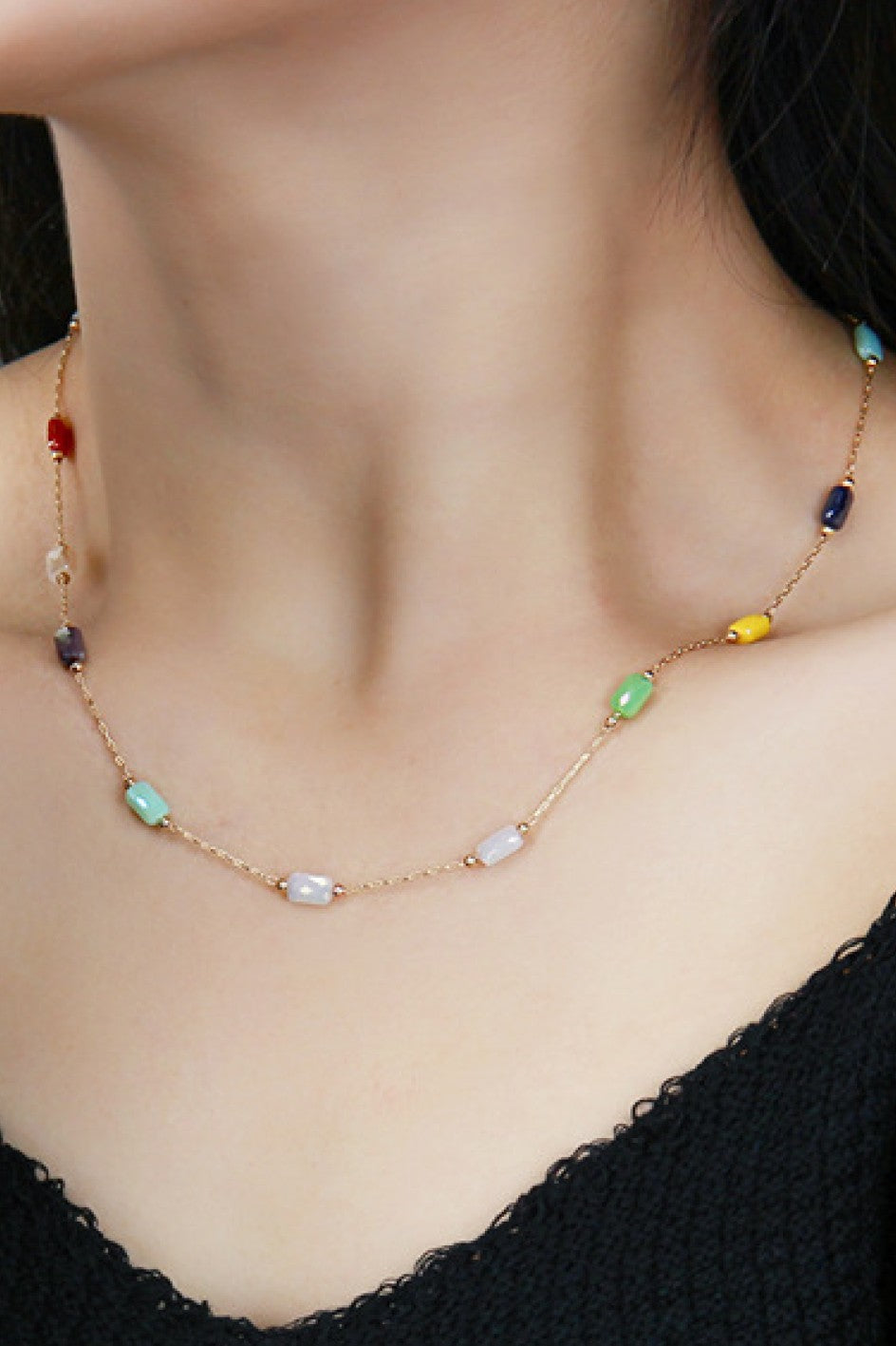 Tarnish Free Multi-Color Beaded Necklace