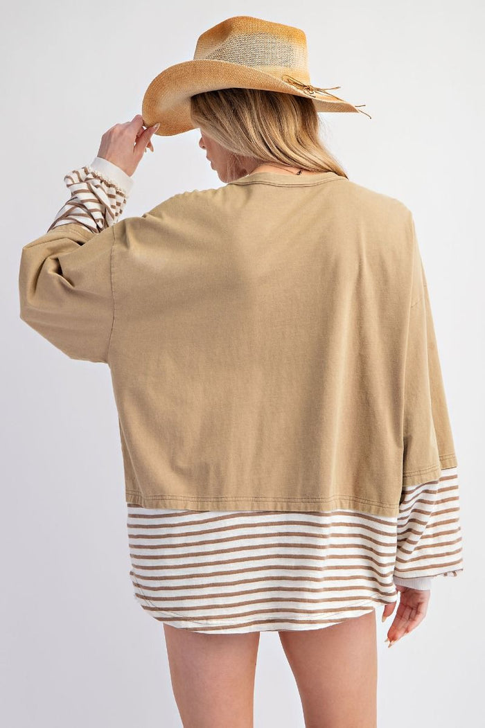 Button Front Striped Top