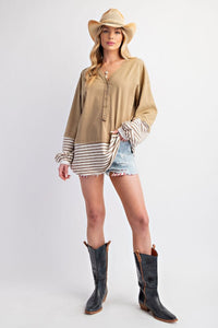 Button Front Striped Top