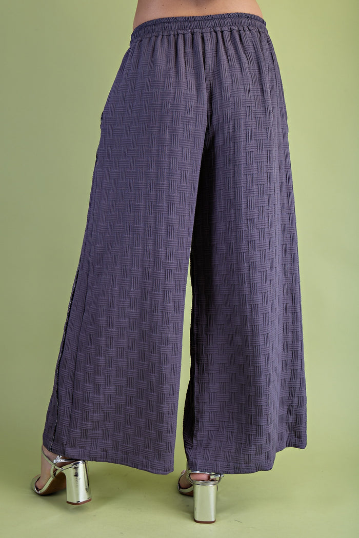 Textured Wide Leg Pants