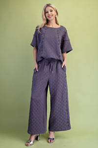 Textured Wide Leg Pants