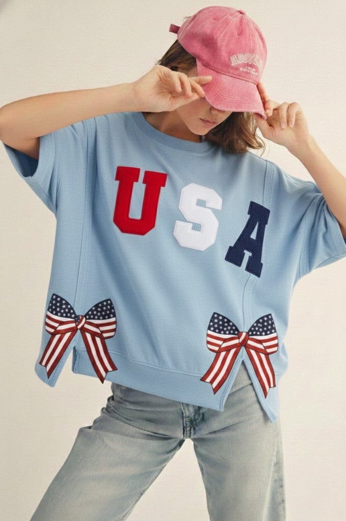 USA & Bows Pullover Top