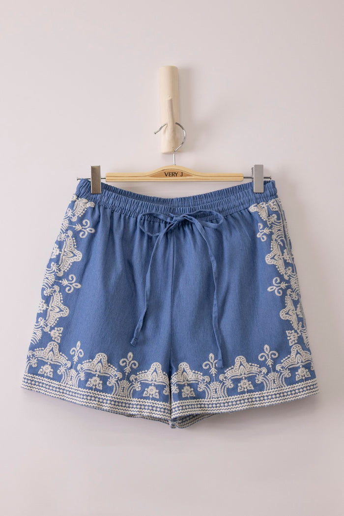 Vintage Lace Denim Shorts