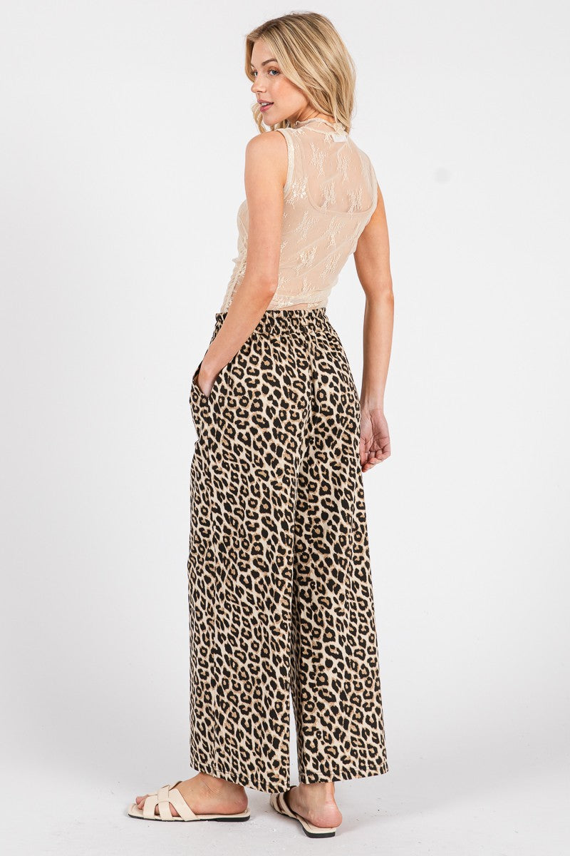 Wide Leg Leopard Pants