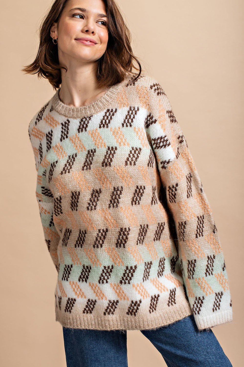 Cozy Zig Zag Print Sweater