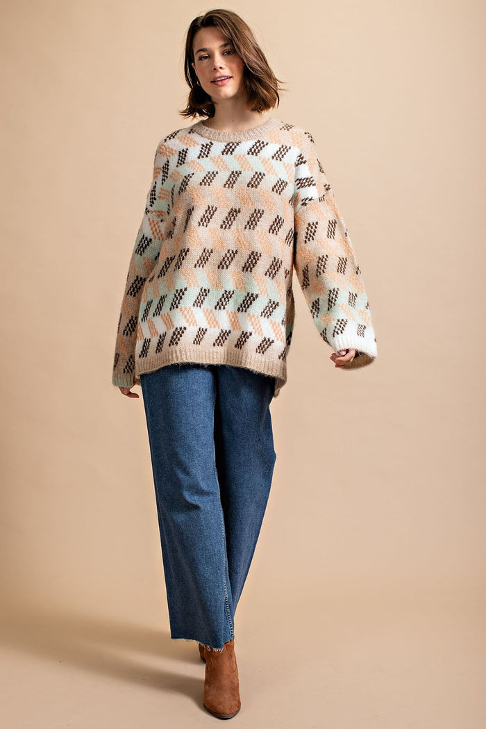 Cozy Zig Zag Print Sweater