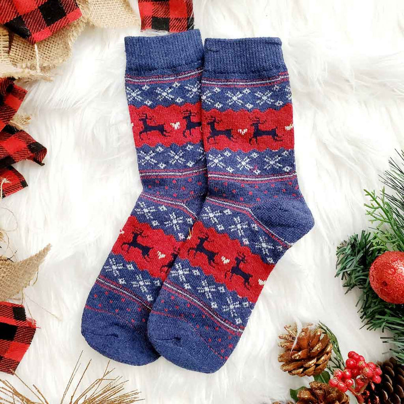 Adult Winter Holiday Deer Print Socks