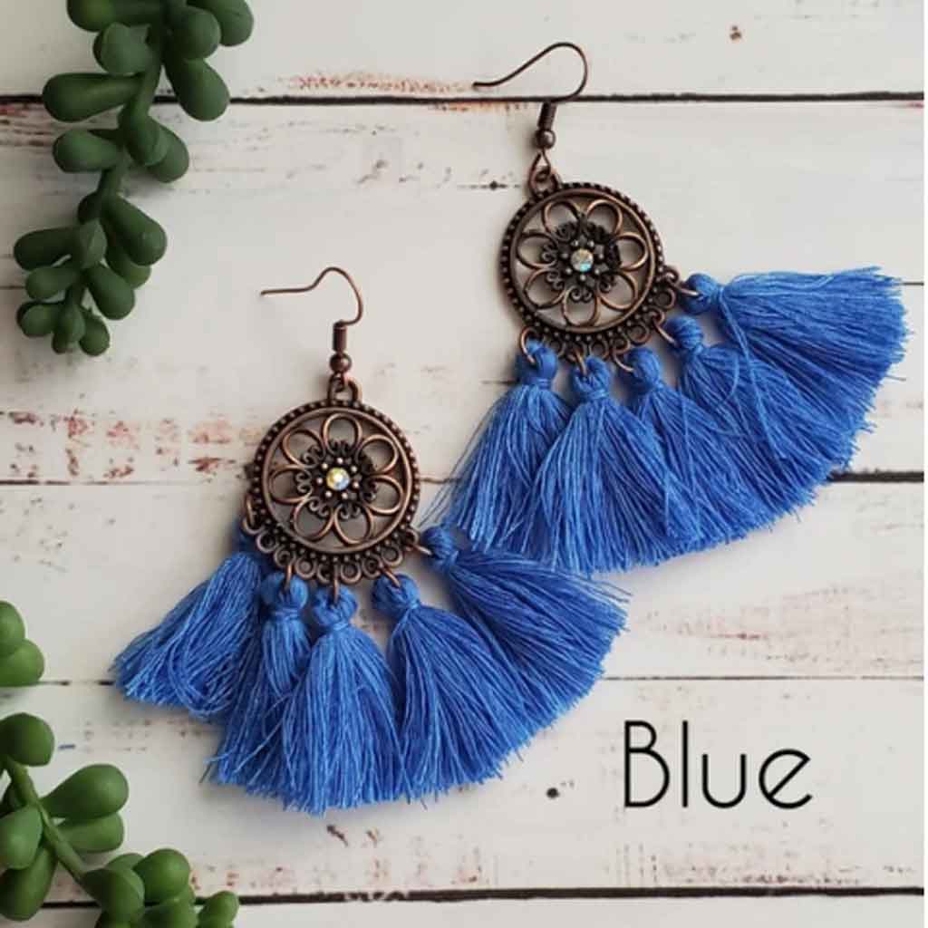 DIY Tassel Earrings - Blue Tassel Earrings - Made with HAPPY