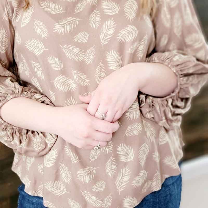 Dobby Print V-Neck Blouse