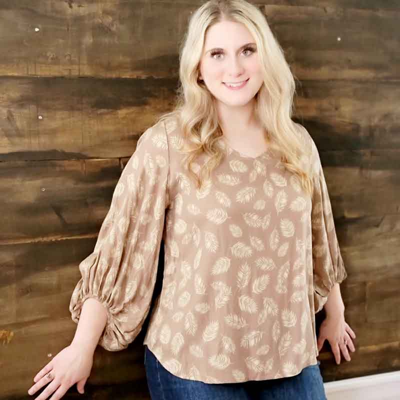 Dobby Print V-Neck Blouse