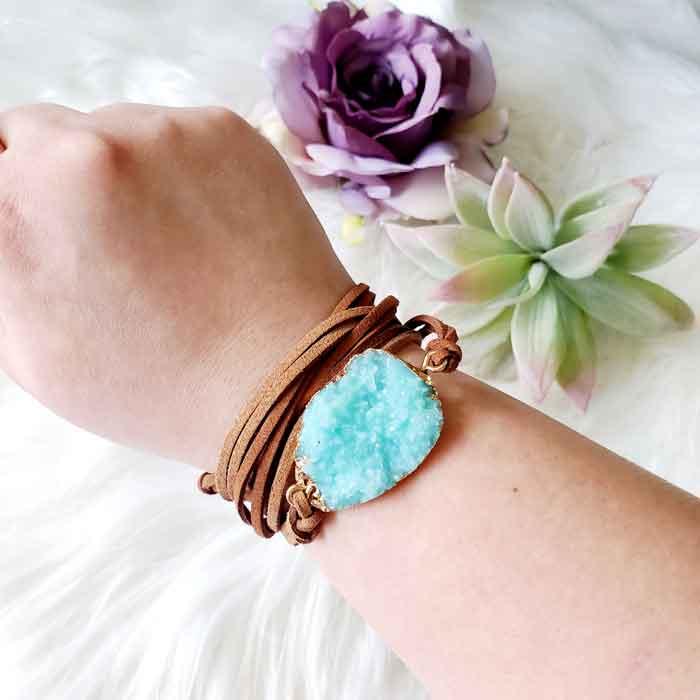 BOHO Druzy Stone Wrap Bracelet